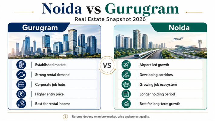 Noida vs Gurugram real estate comparison